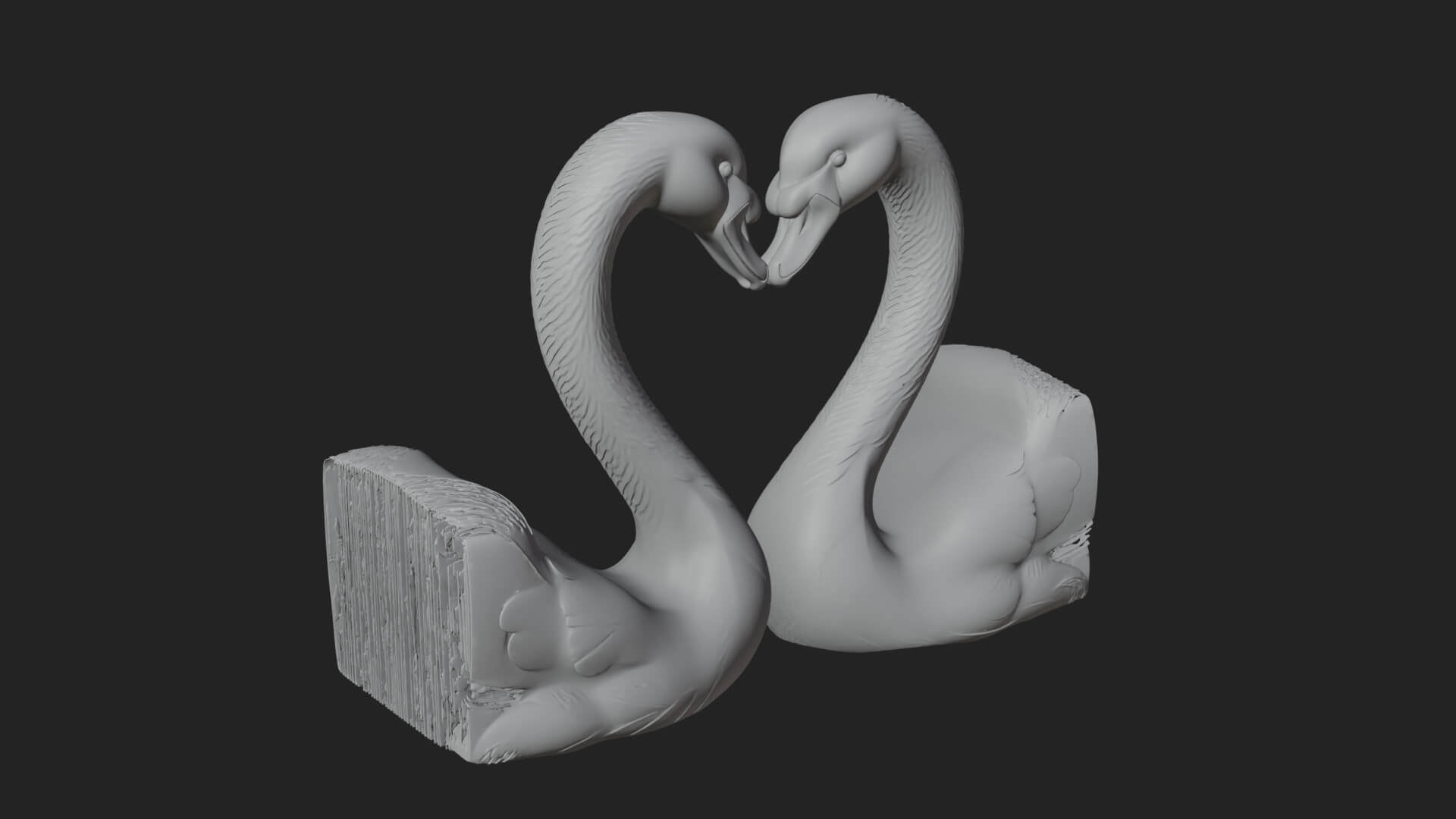 Swan Couple Heart Statue Design 5 3D Print Model 3D Model