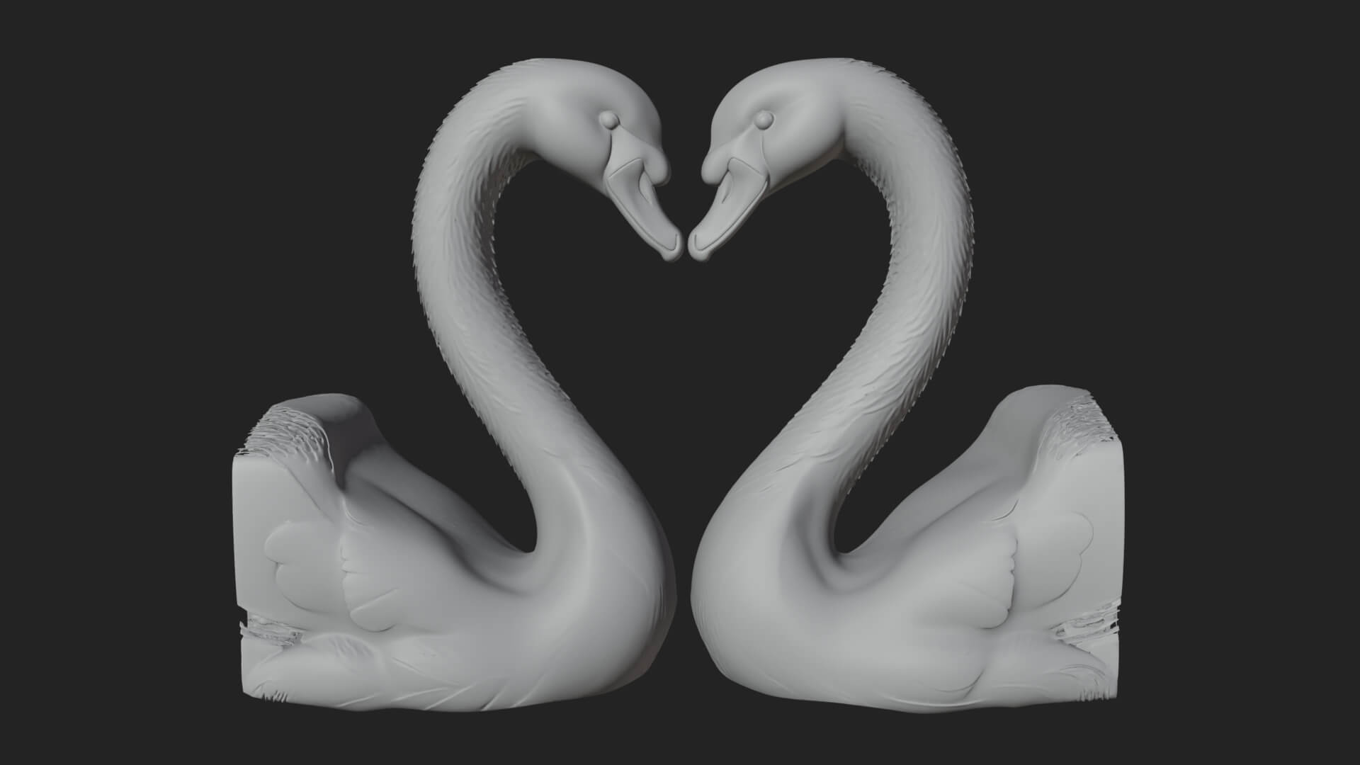Swan Couple Heart Statue Design 5 3D Print Model 3D Model