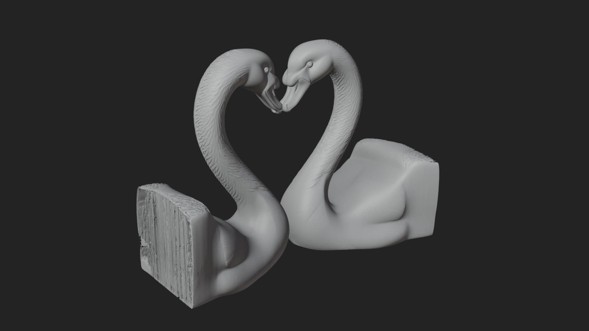 Swan Couple Heart Statue Design 5 3D Print Model 3D Model