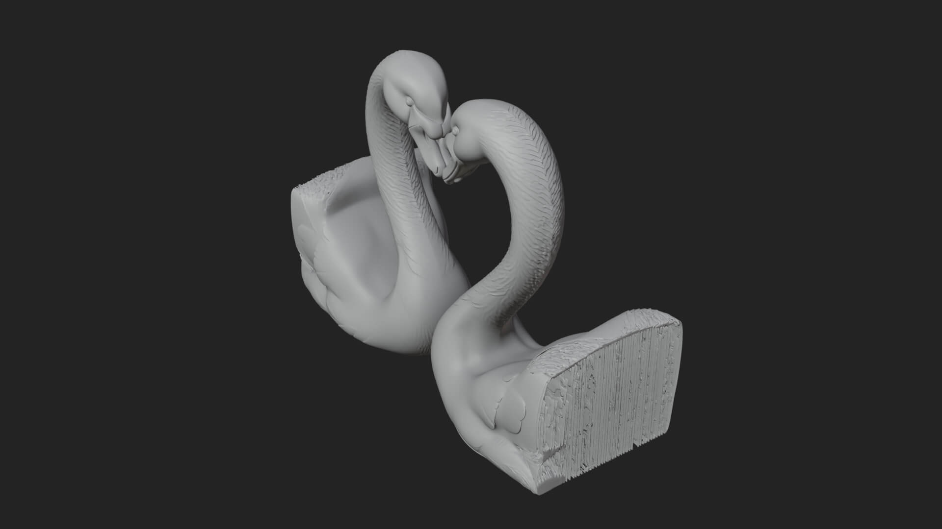 Swan Couple Heart Statue Design 5 3D Print Model 3D Model