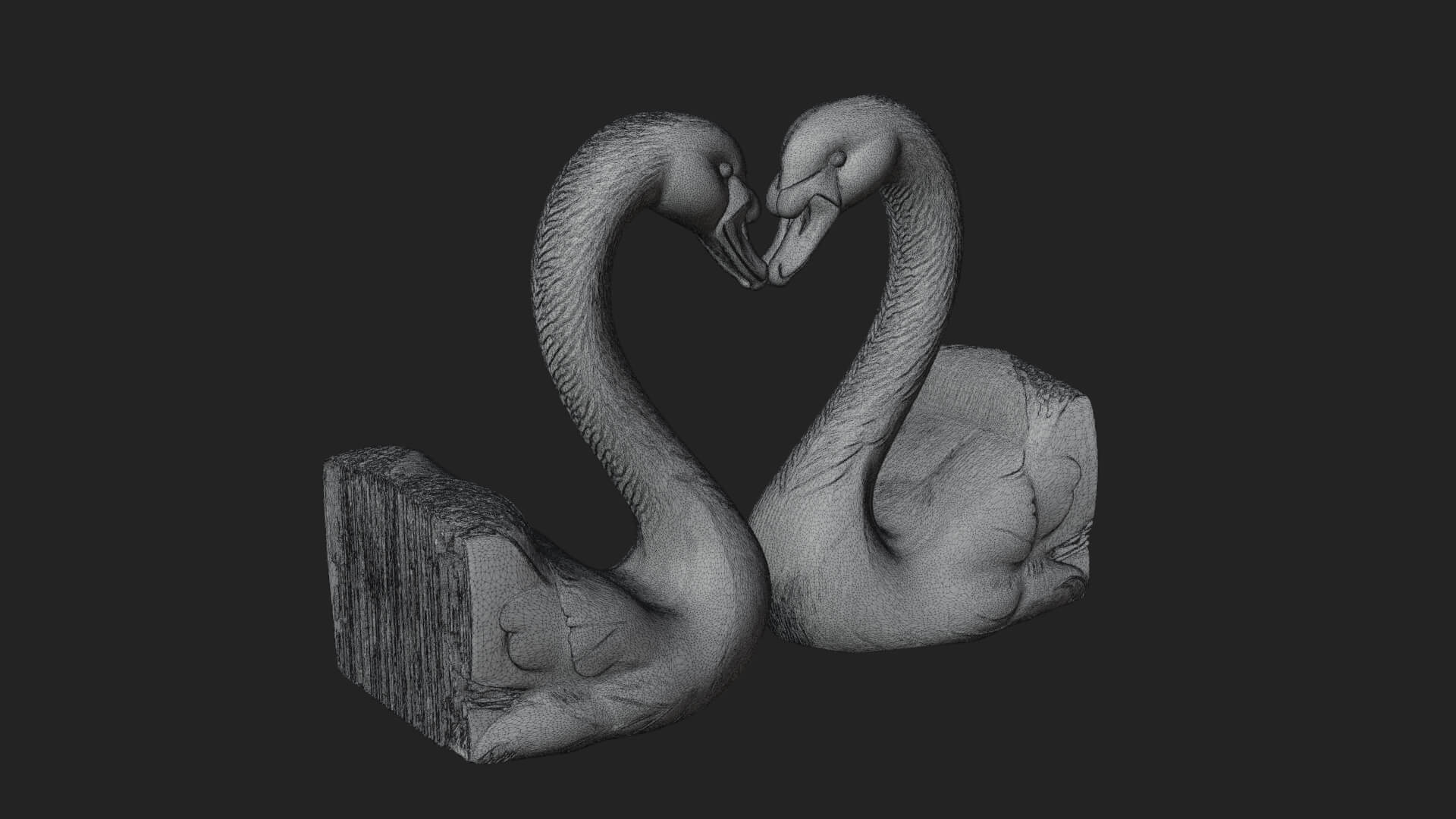 Swan Couple Heart Statue Design 5 3D Print Model 3D Model