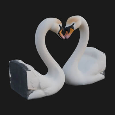 Swan Couple Heart Statue Design 5 3D Print Model