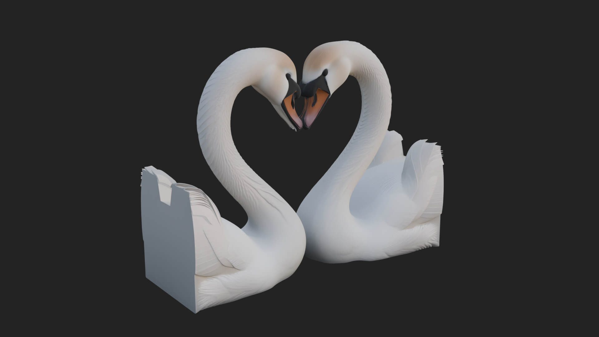 Swan Couple Heart Statue Design 6 3D Print Model 3D Model