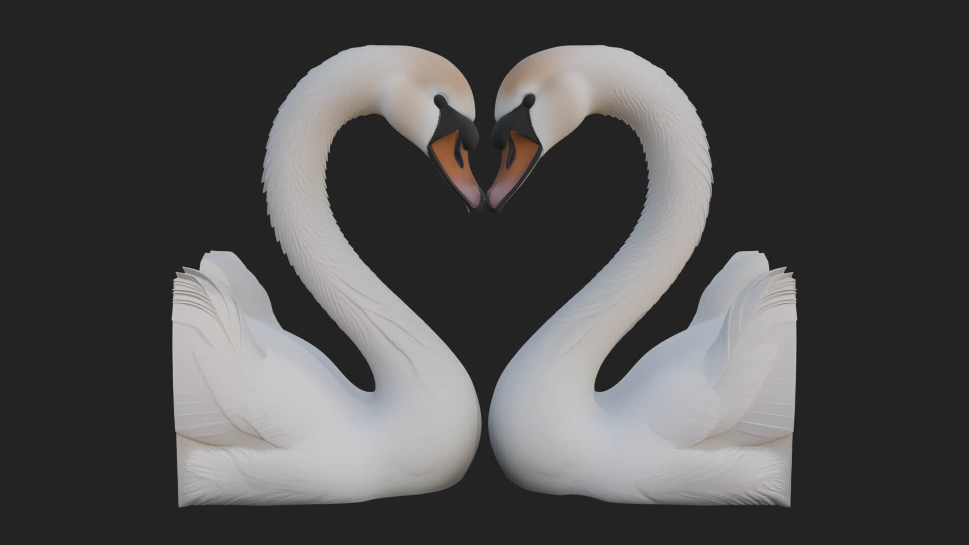 Swan Couple Heart Statue Design 6 3D Print Model 3D Model