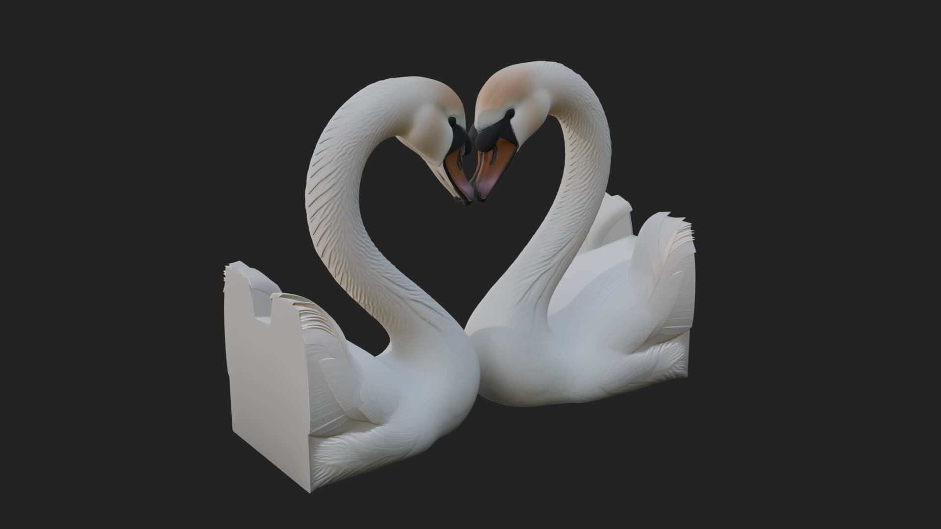 Swan Couple Heart Statue Design 6 3D Print Model 3D Model