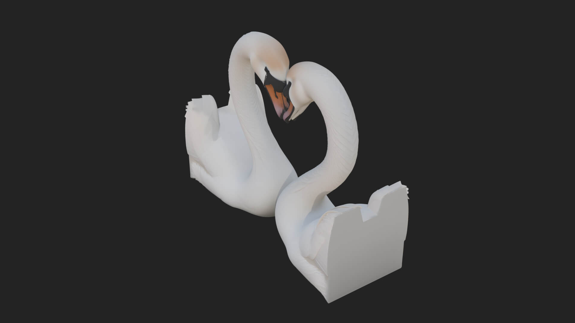 Swan Couple Heart Statue Design 6 3D Print Model 3D Model