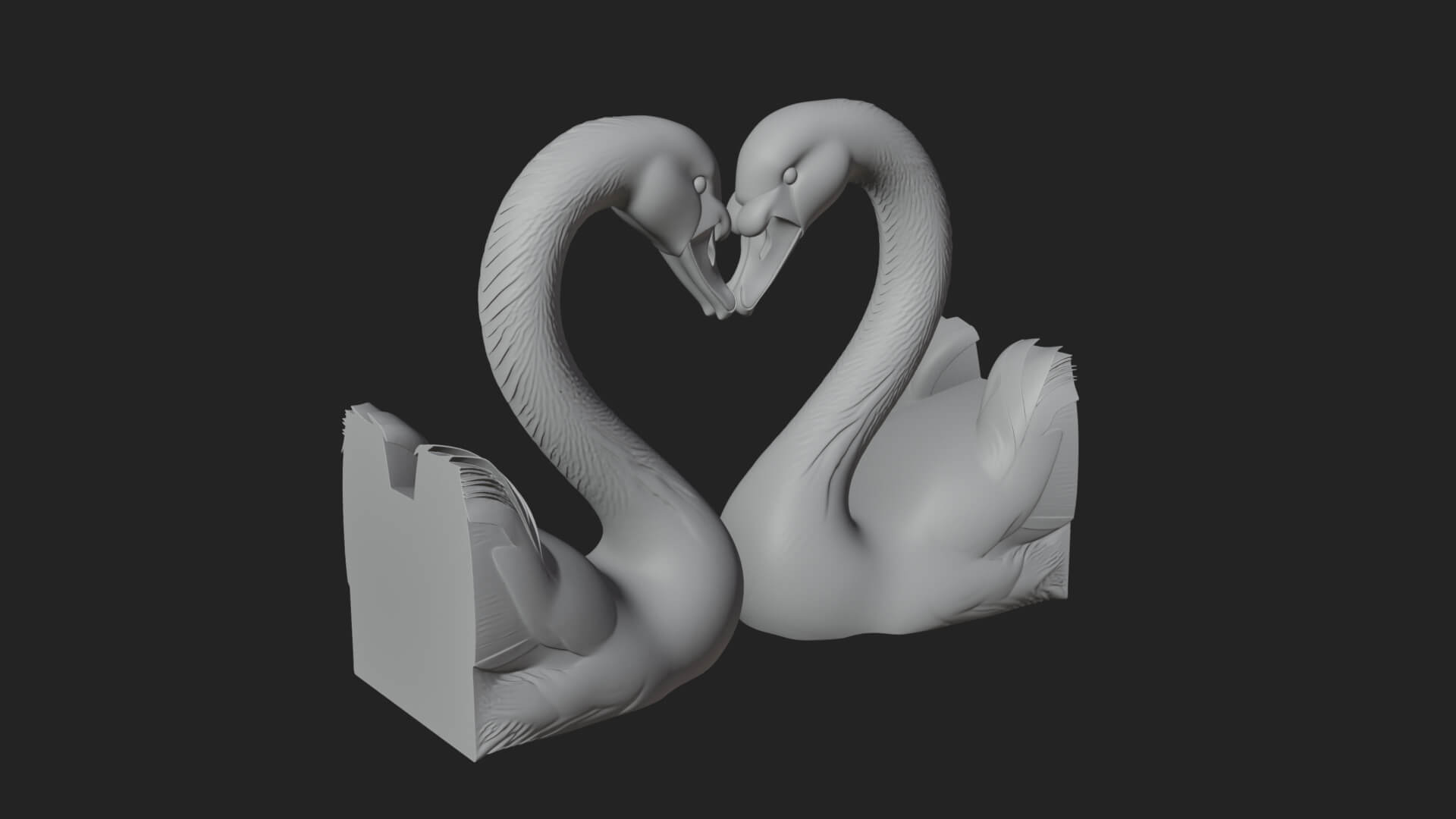 Swan Couple Heart Statue Design 6 3D Print Model 3D Model