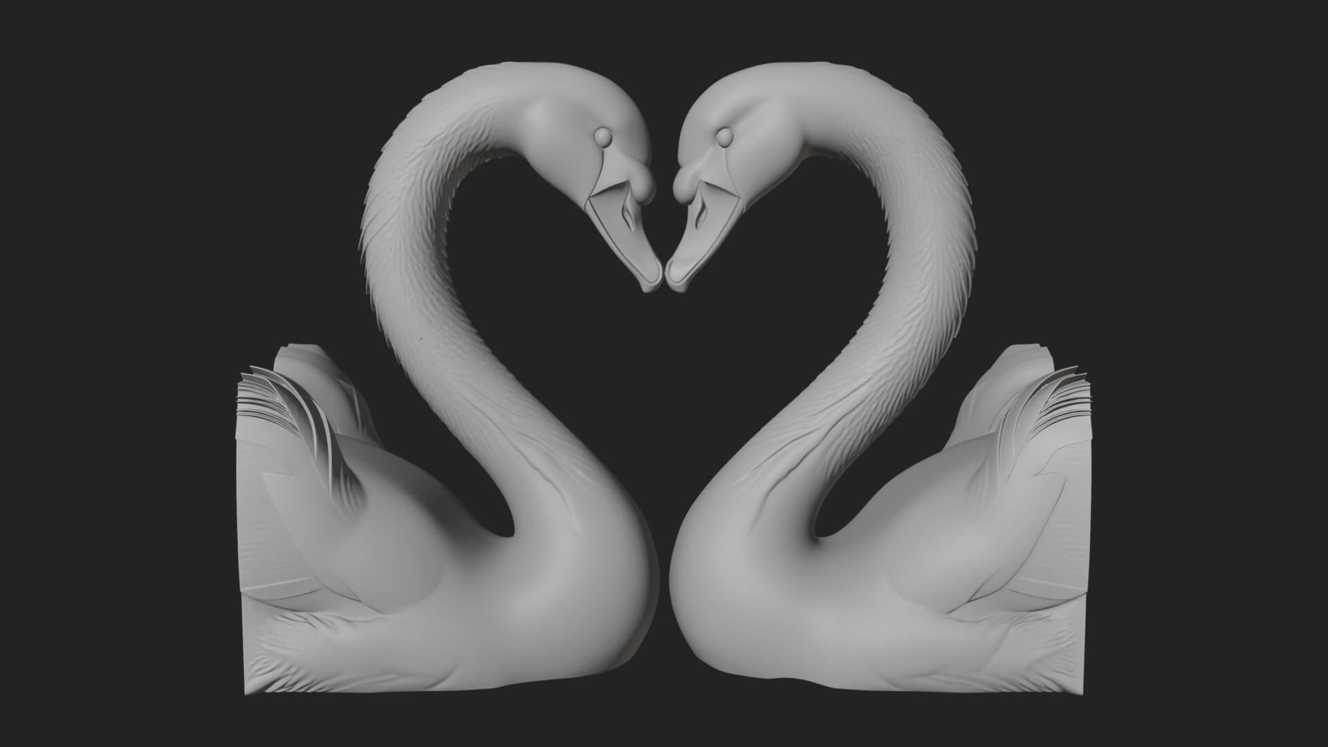 Swan Couple Heart Statue Design 6 3D Print Model 3D Model