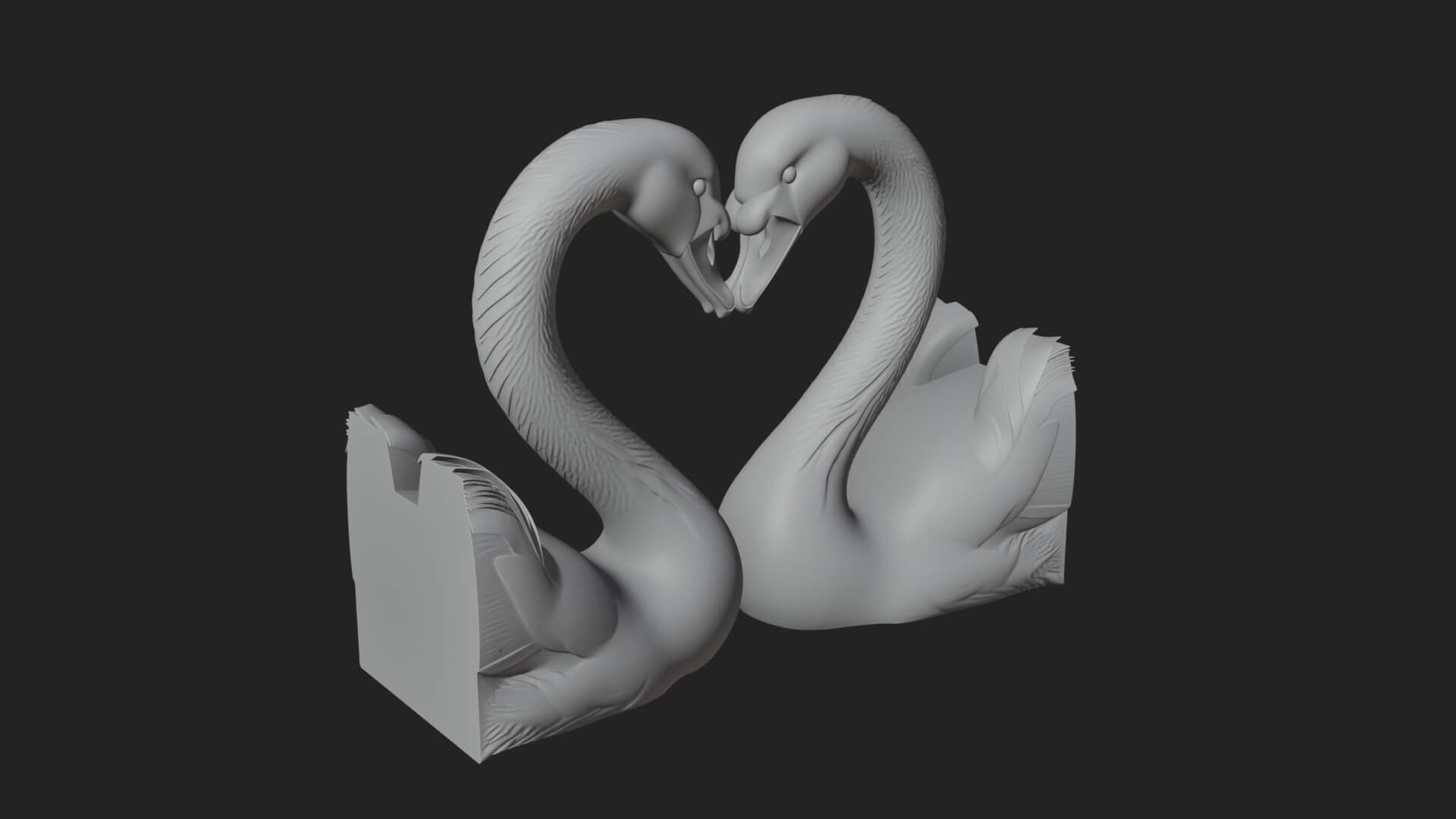 Swan Couple Heart Statue Design 6 3D Print Model 3D Model