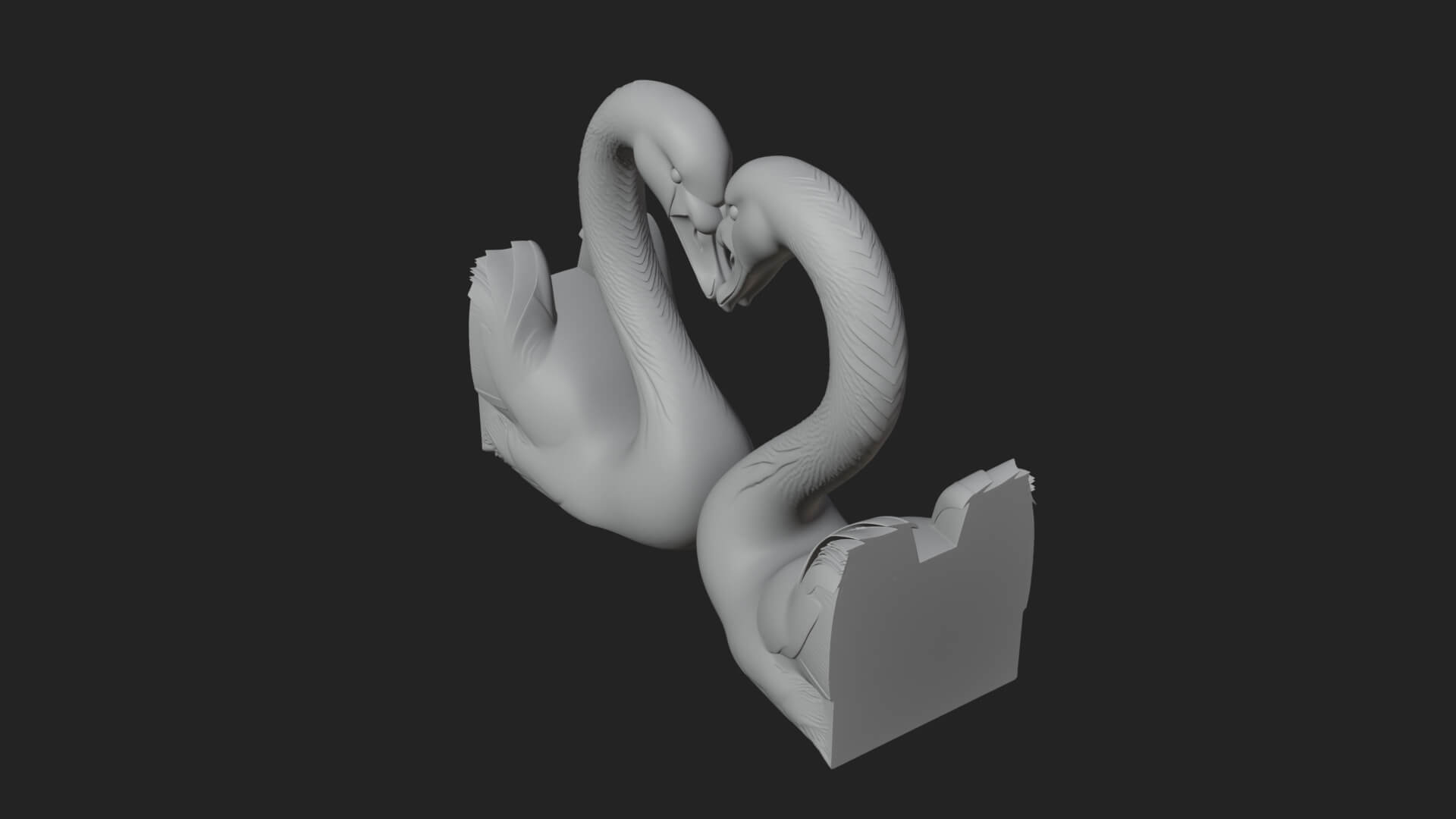 Swan Couple Heart Statue Design 6 3D Print Model 3D Model