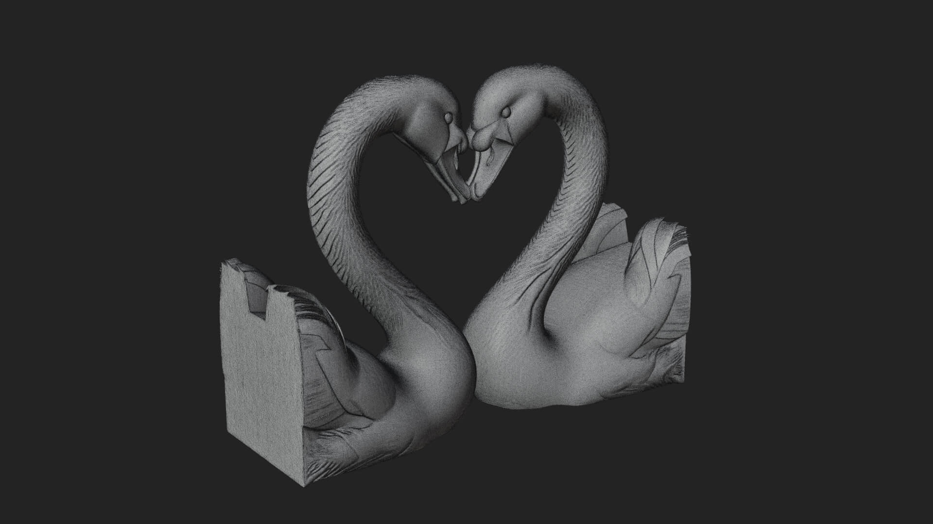 Swan Couple Heart Statue Design 6 3D Print Model 3D Model