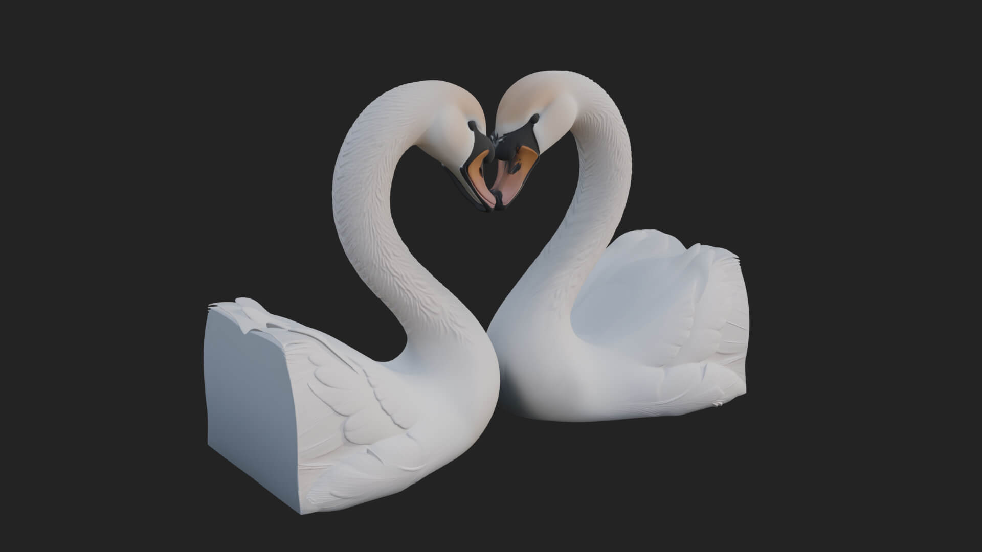 Swan Couple Heart Statue Design 7 3D Print Model 3D Model