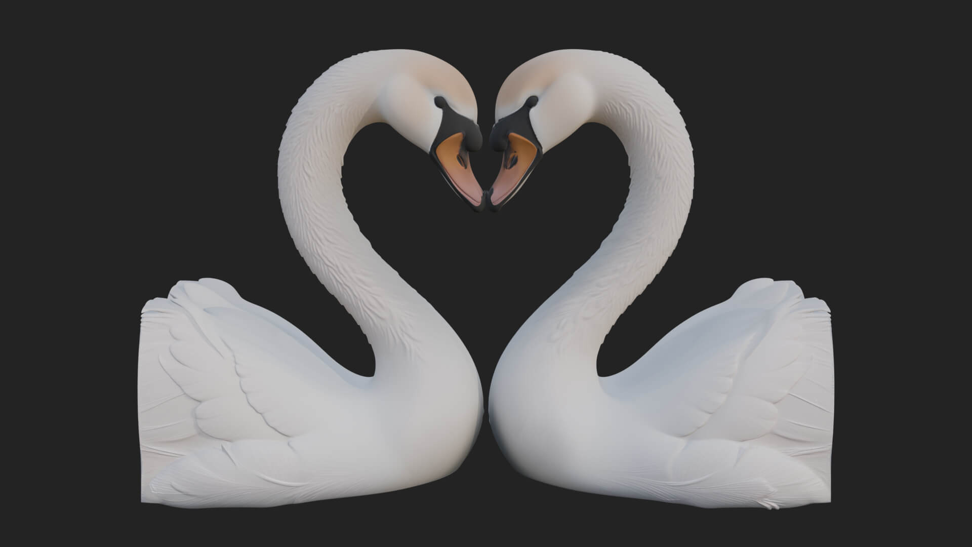 Swan Couple Heart Statue Design 7 3D Print Model 3D Model