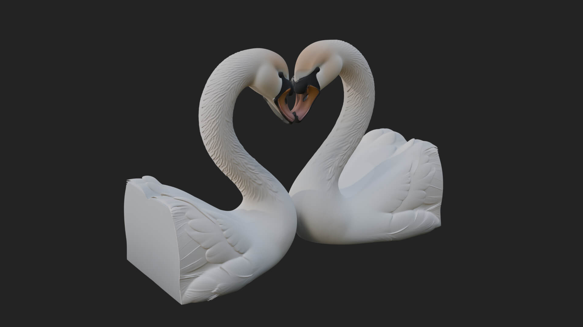 Swan Couple Heart Statue Design 7 3D Print Model 3D Model