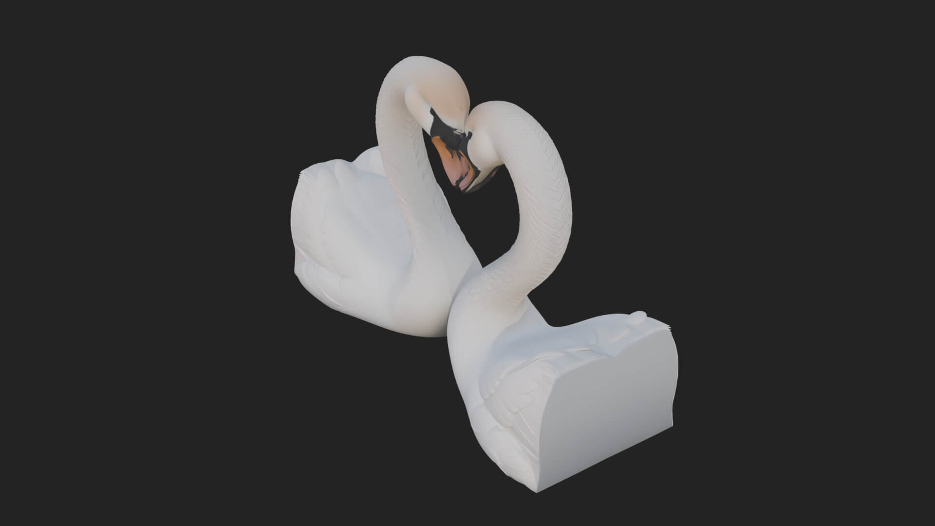 Swan Couple Heart Statue Design 7 3D Print Model 3D Model