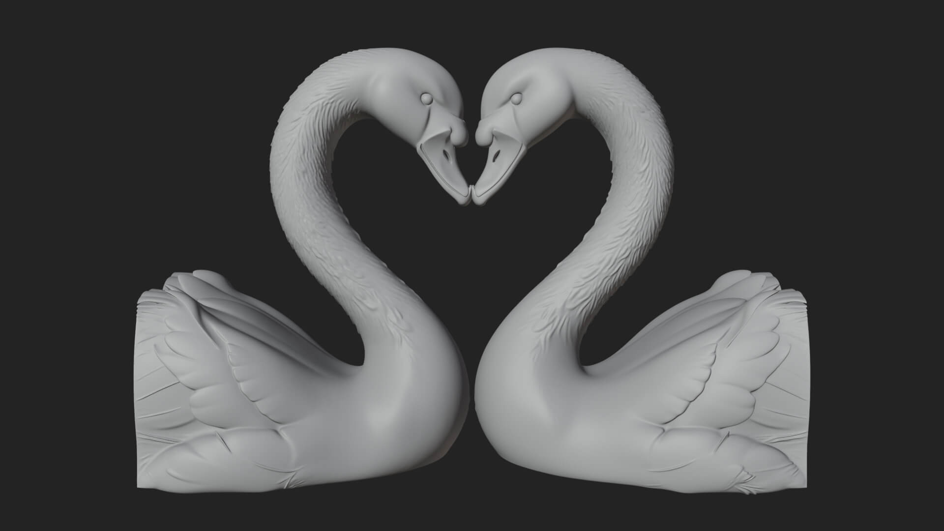 Swan Couple Heart Statue Design 7 3D Print Model 3D Model