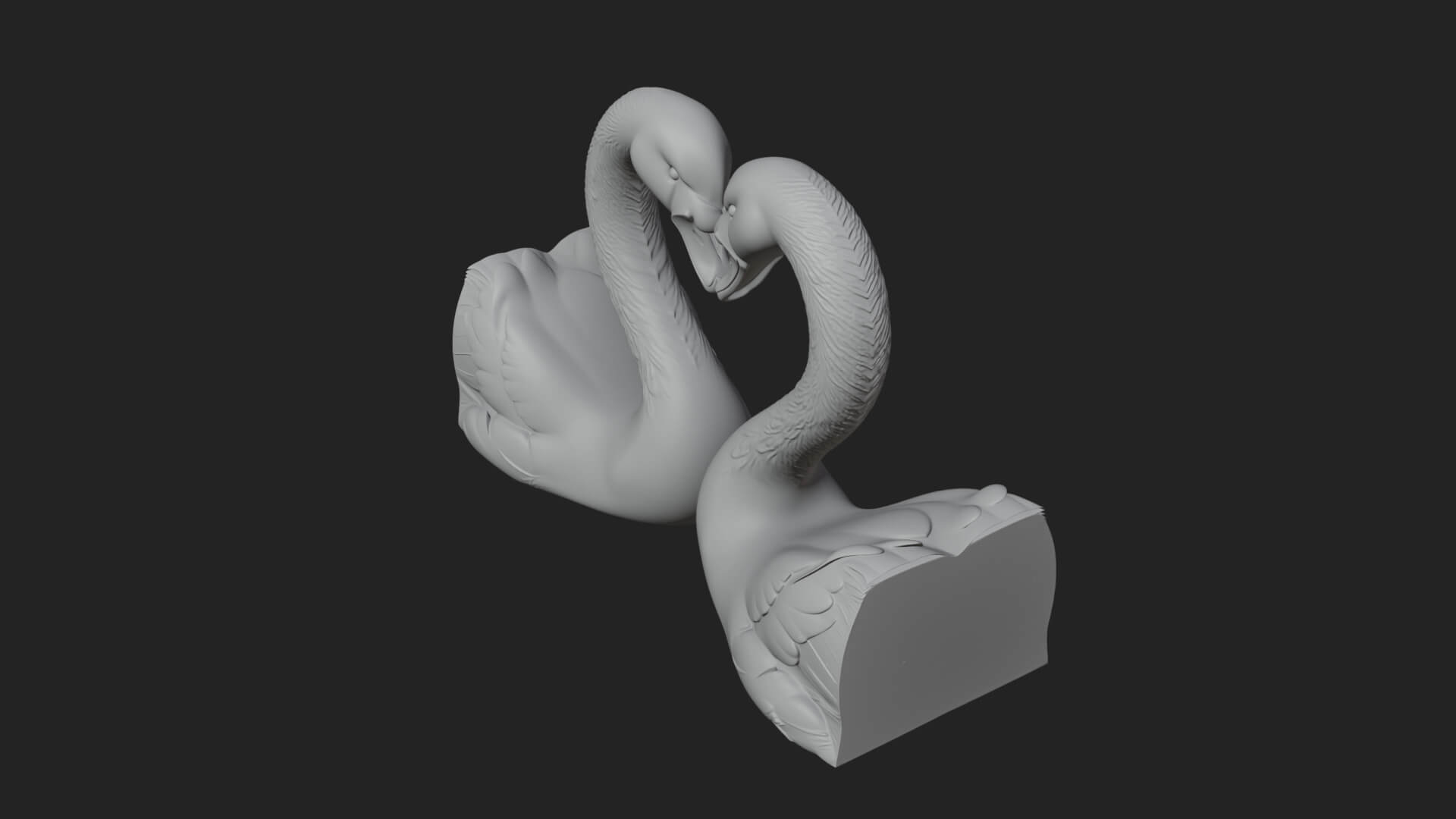 Swan Couple Heart Statue Design 7 3D Print Model 3D Model