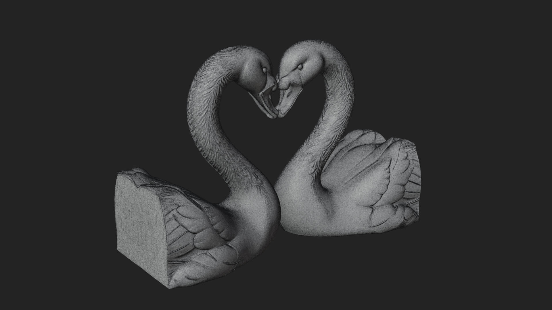 Swan Couple Heart Statue Design 7 3D Print Model 3D Model