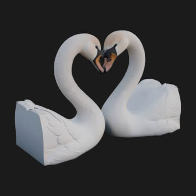 Swan Couple Heart Statue Design 7 3D Print Model