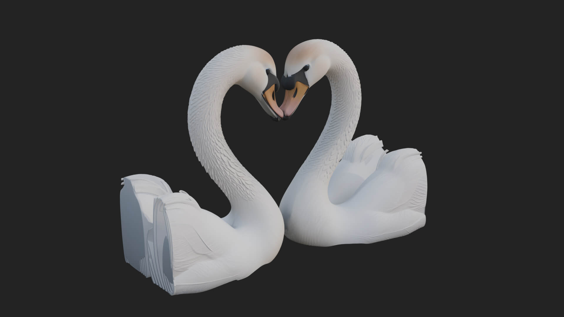 Swan Couple Heart Statue Design 8 3D Print Model 3D Model