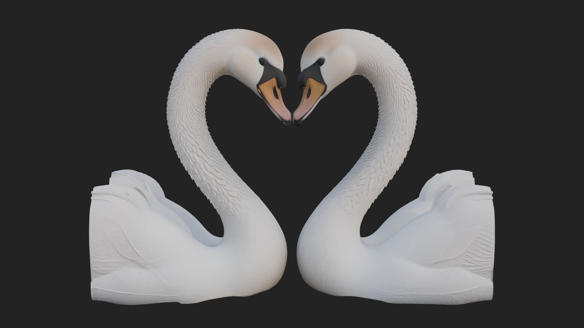 Swan Couple Heart Statue Design 8 3D Print Model 3D Model