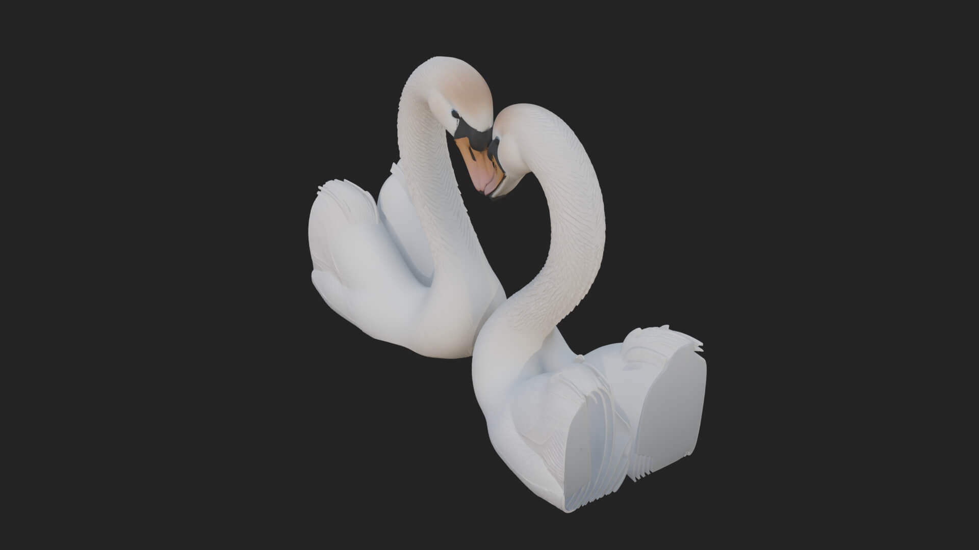 Swan Couple Heart Statue Design 8 3D Print Model 3D Model