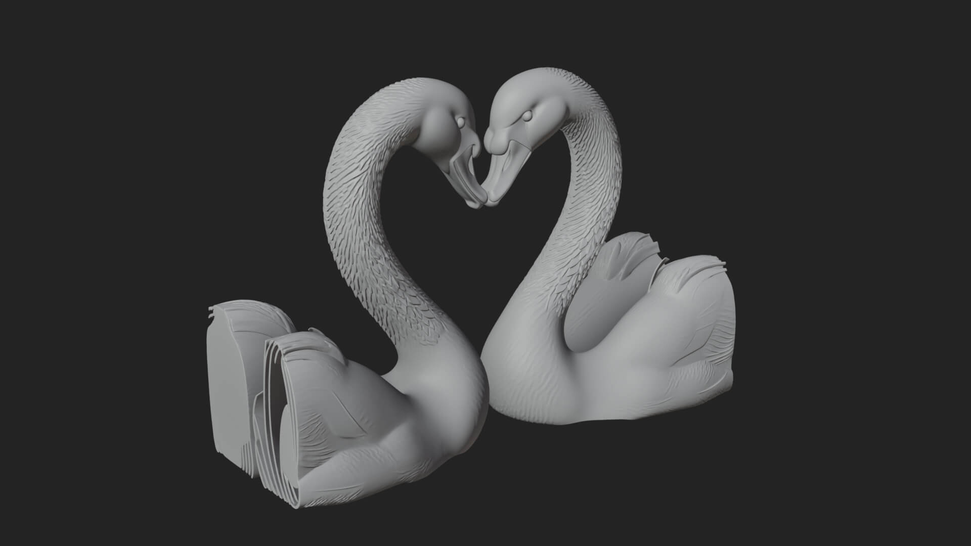 Swan Couple Heart Statue Design 8 3D Print Model 3D Model