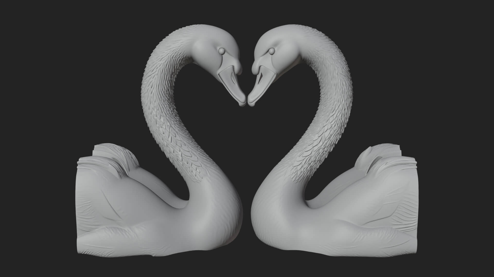 Swan Couple Heart Statue Design 8 3D Print Model 3D Model