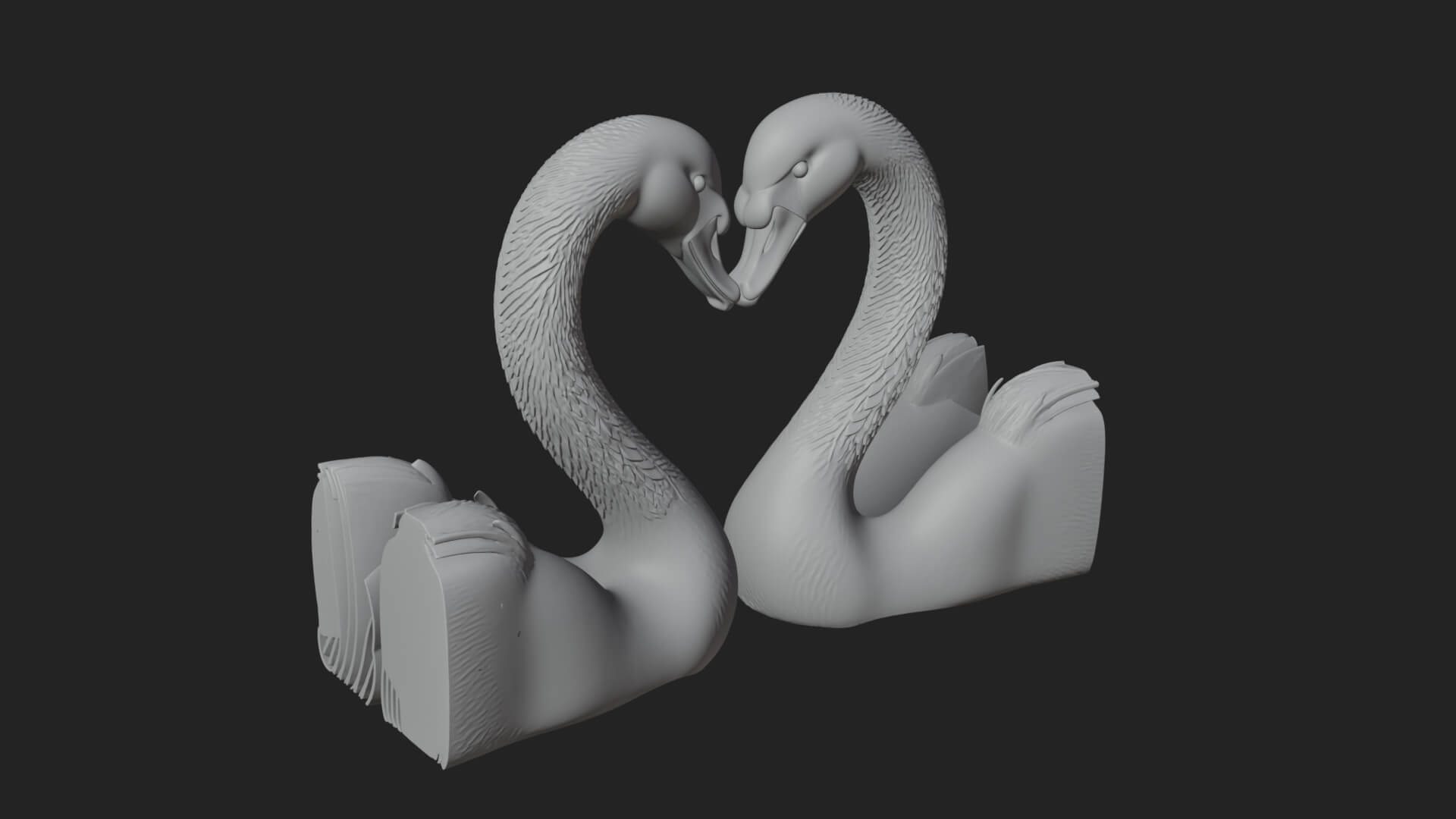 Swan Couple Heart Statue Design 8 3D Print Model 3D Model