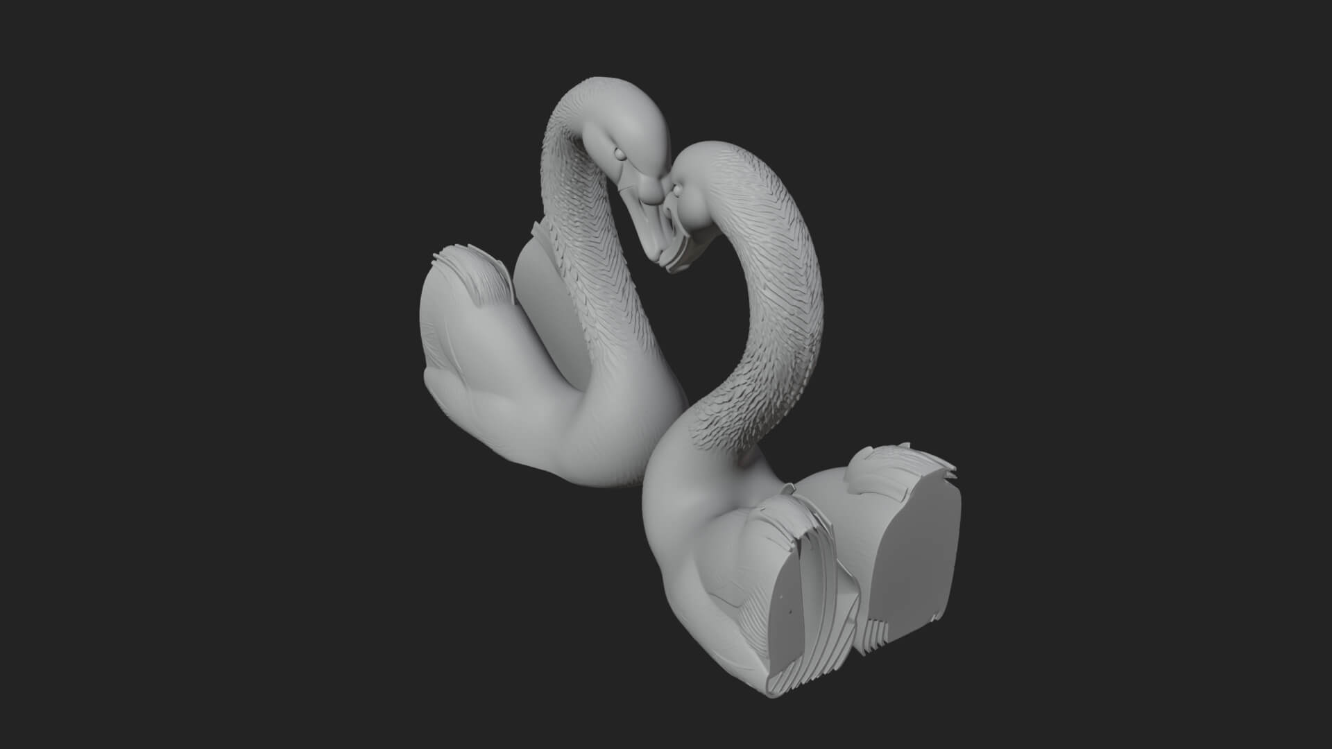 Swan Couple Heart Statue Design 8 3D Print Model 3D Model