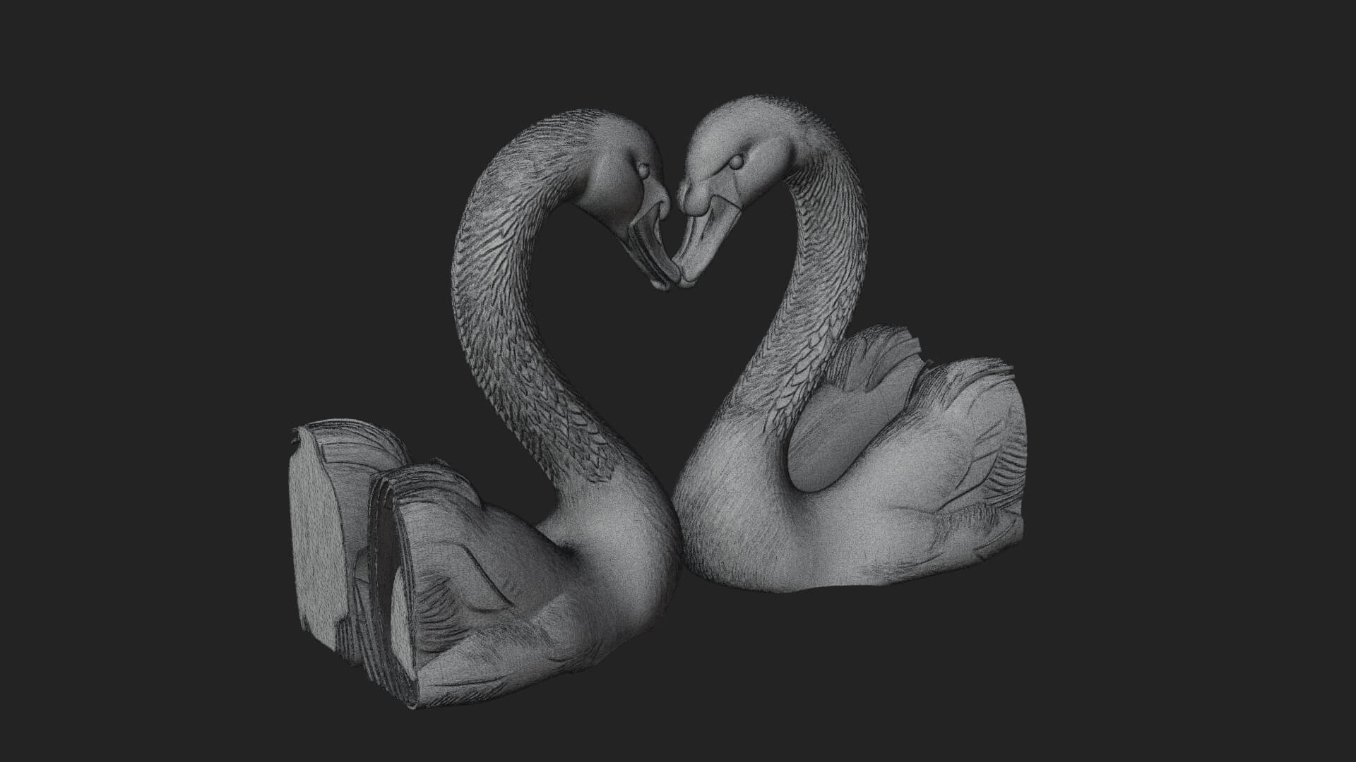 Swan Couple Heart Statue Design 8 3D Print Model 3D Model
