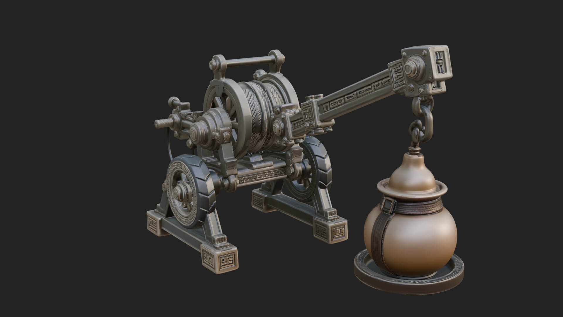 Swinging Fire Pot Launcher Model Design 1 3D Print Model 3D Model