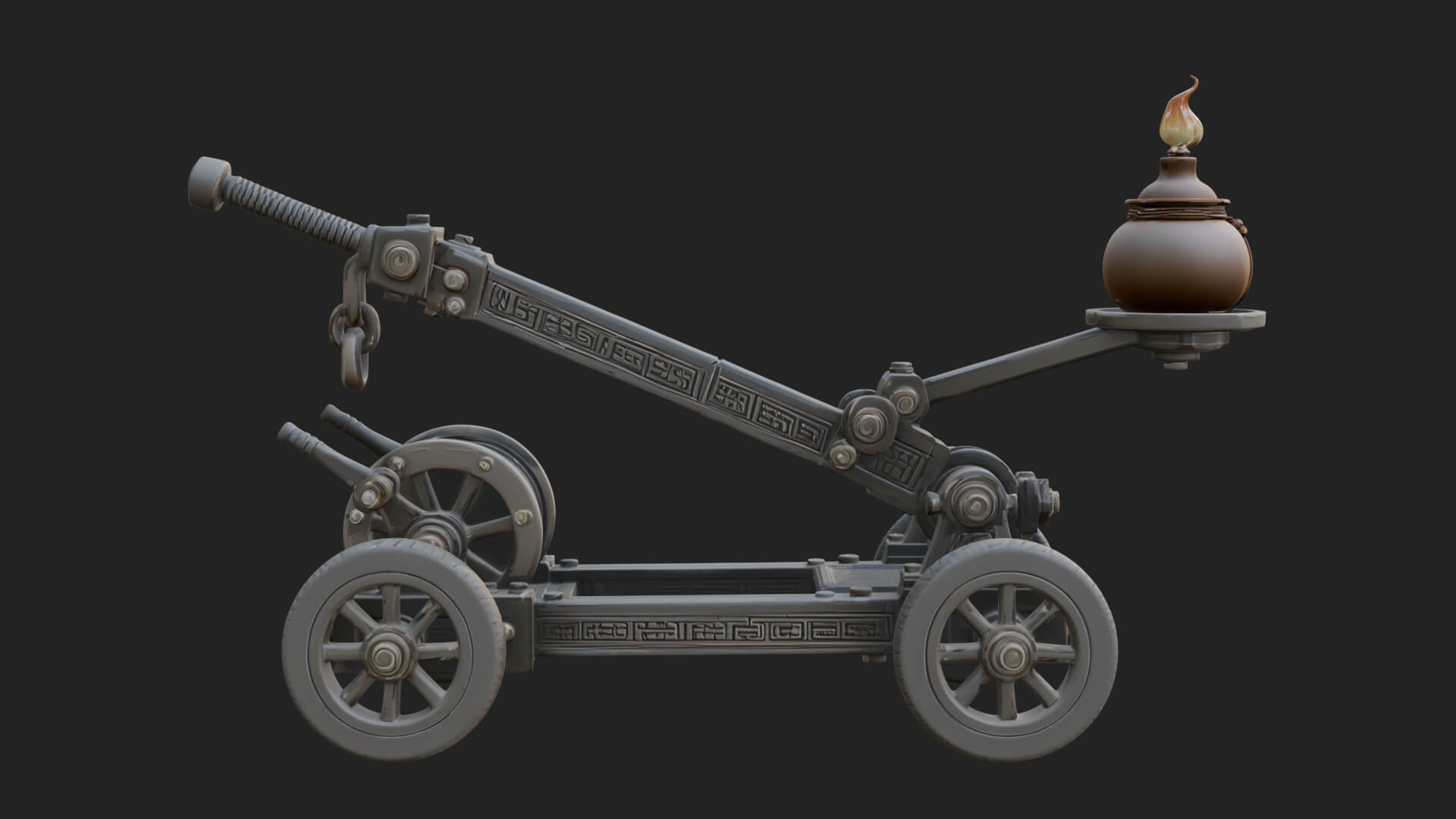 Swinging Fire Pot Launcher Model Design 3 3D Print Model 3D Model