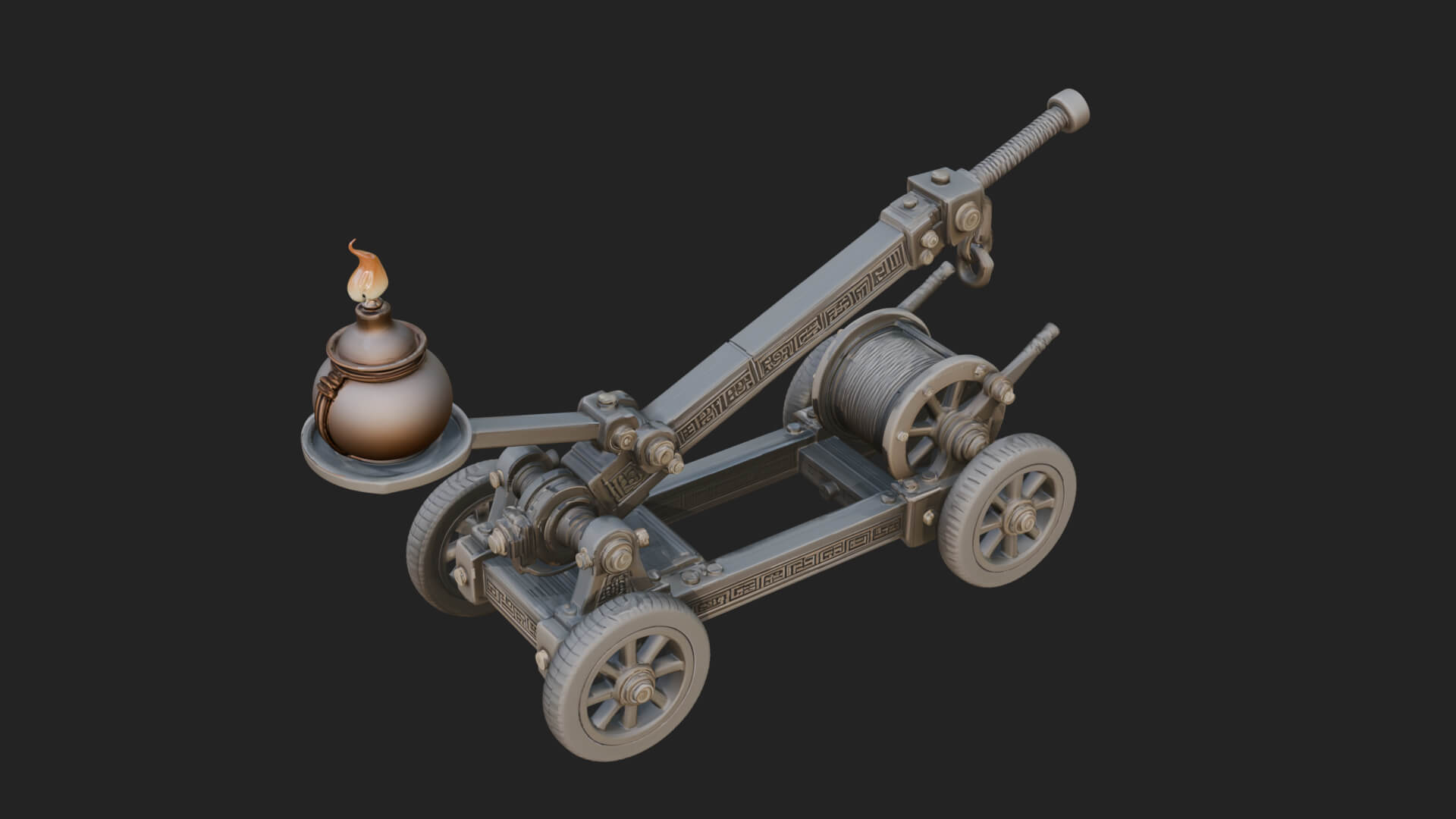 Swinging Fire Pot Launcher Model Design 3 3D Print Model 3D Model