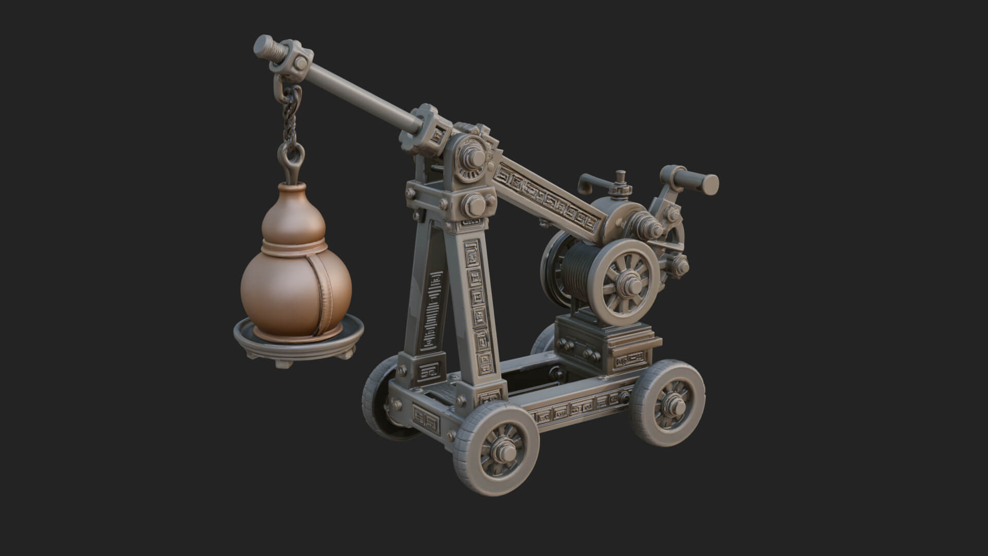 Swinging Fire Pot Launcher Model Design 4 3D Print Model 3D Model