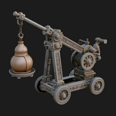 Swinging Fire Pot Launcher Model Design 4 3D Print Model