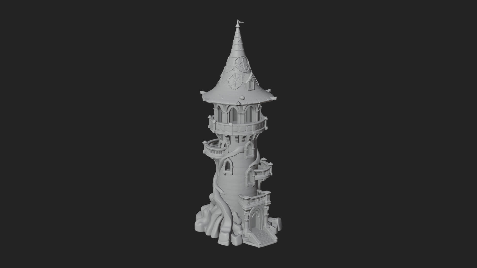 Swirling Fairy Tower Model Design 12 3D Print Model 3D Model