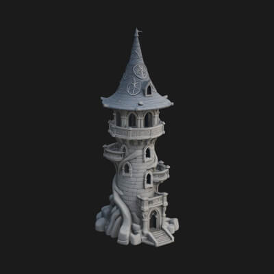 Swirling Fairy Tower Model Design 12 3D Print Model