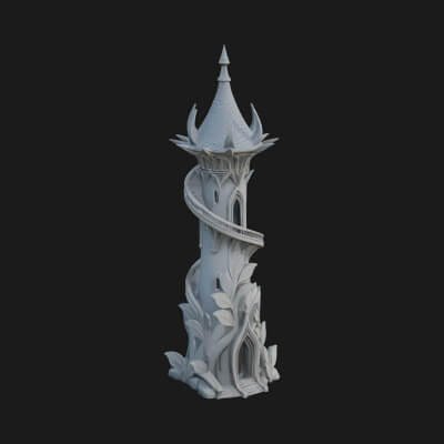 Swirling Fairy Tower Model Design 5 3D Print Model