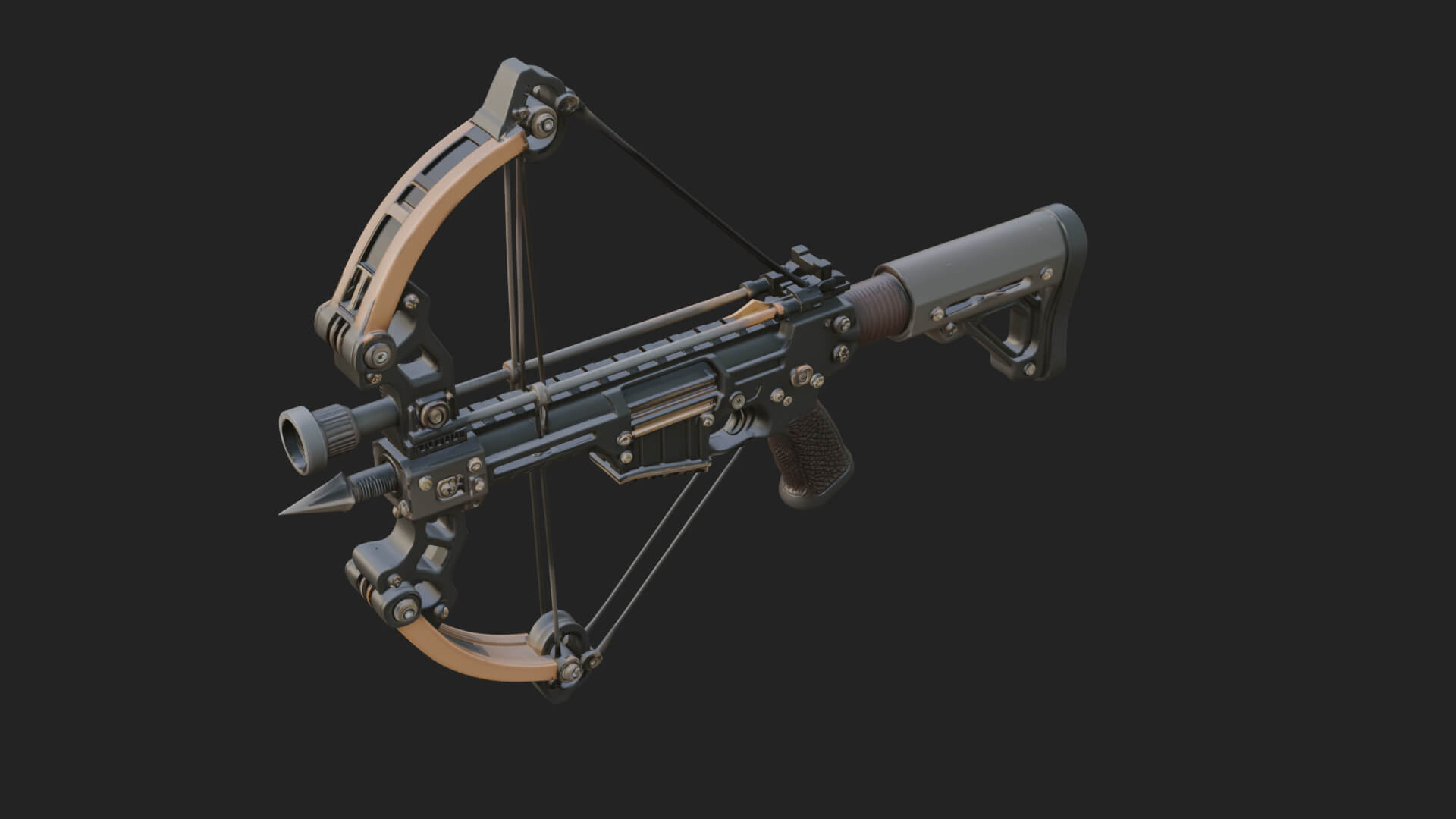 Tactical Scoped Crossbow Model Design 11 3D Print Model 3D Model