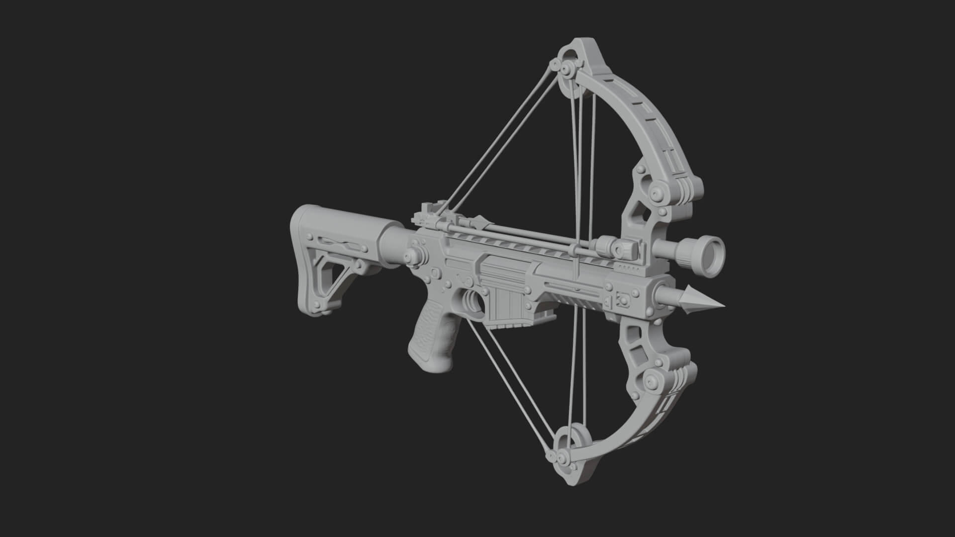 Tactical Scoped Crossbow Model Design 11 3D Print Model 3D Model