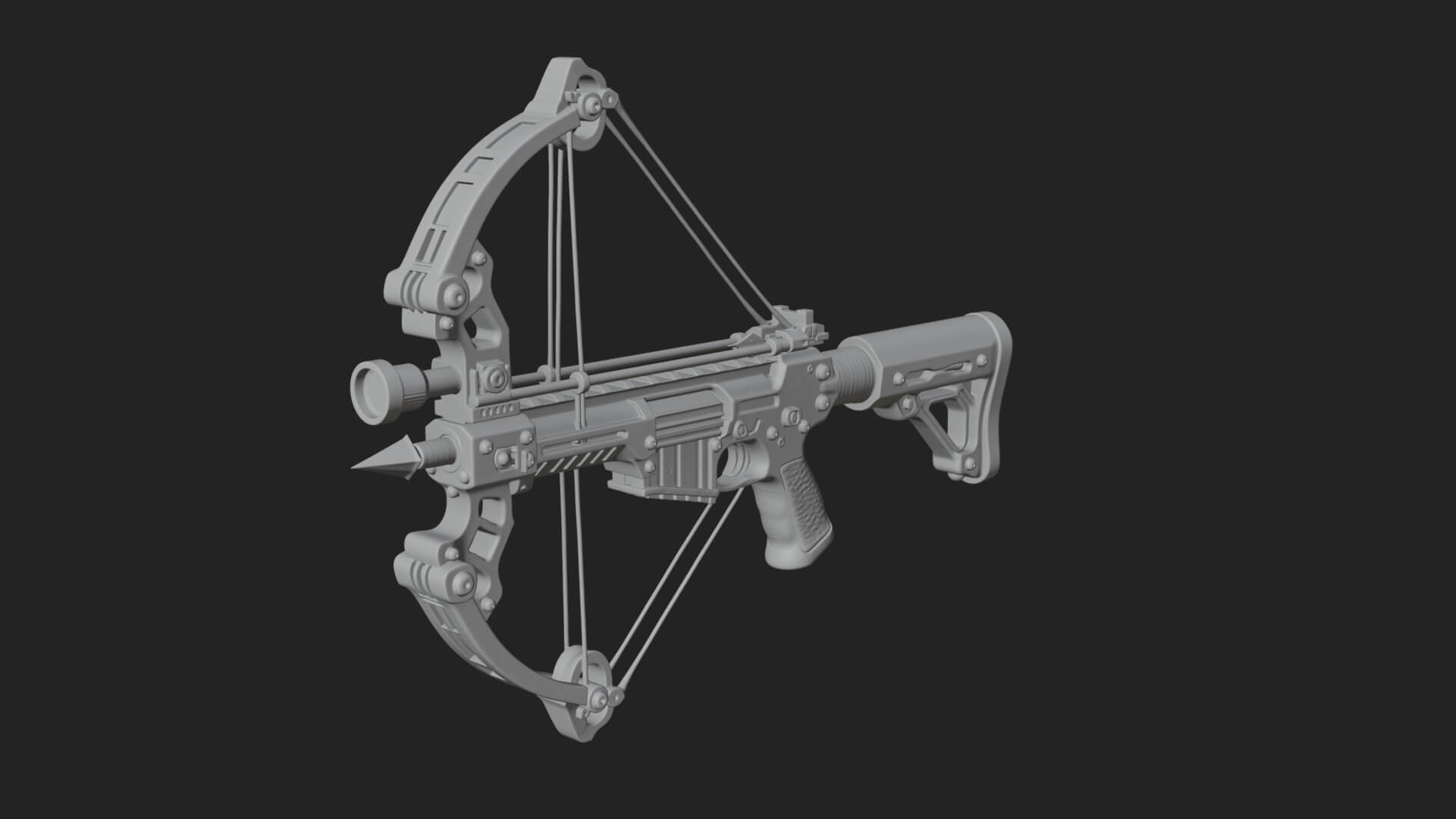 Tactical Scoped Crossbow Model Design 11 3D Print Model 3D Model