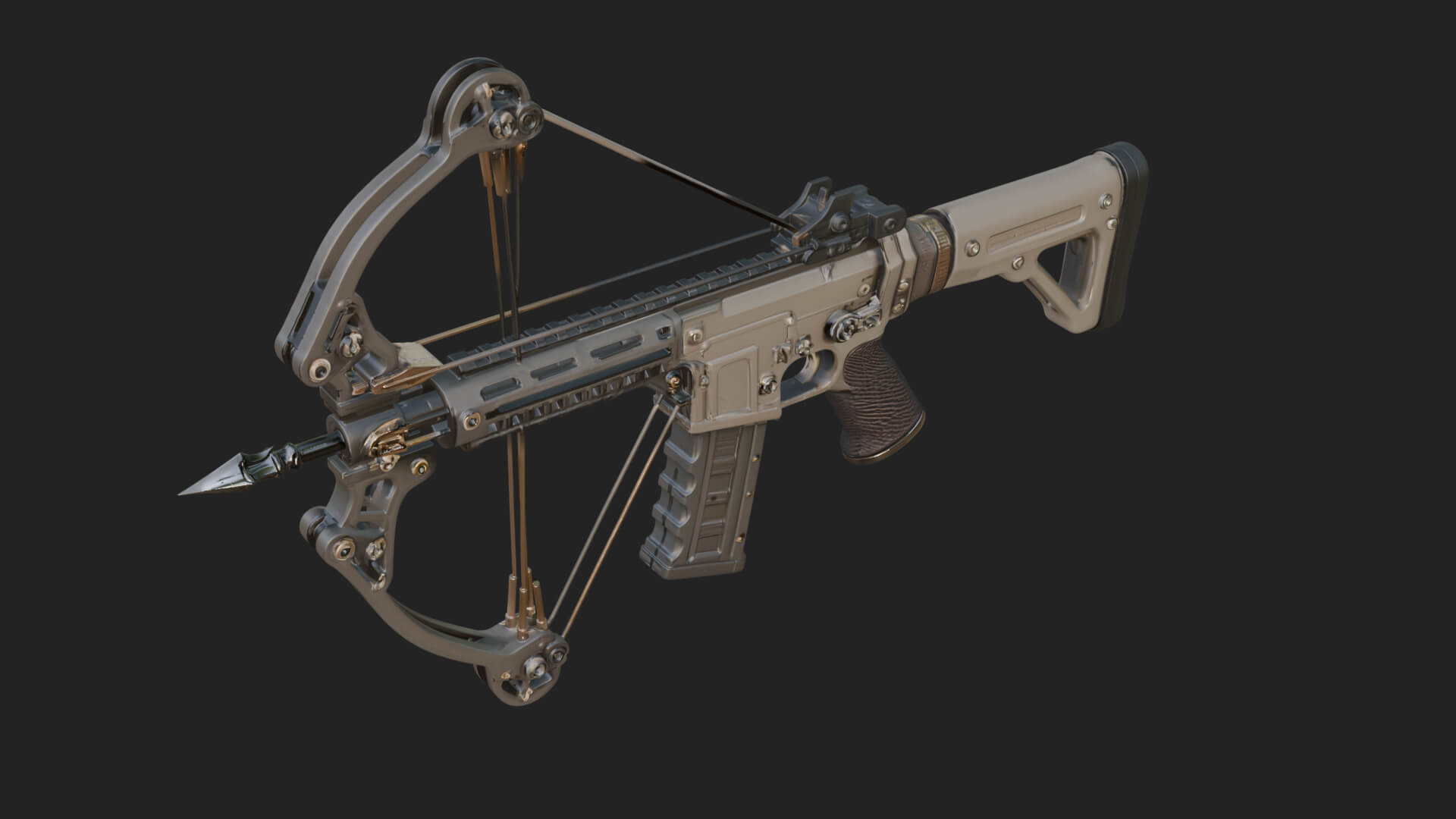 Tactical Scoped Crossbow Model Design 12 3D Print Model 3D Model
