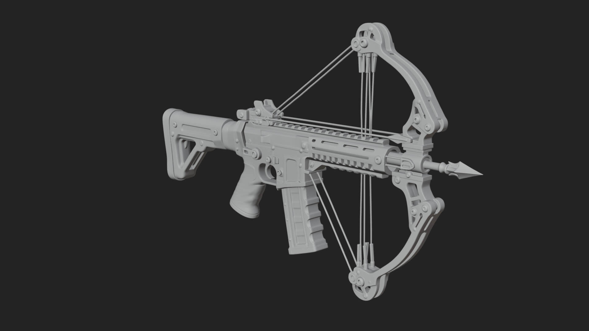 Tactical Scoped Crossbow Model Design 12 3D Print Model 3D Model