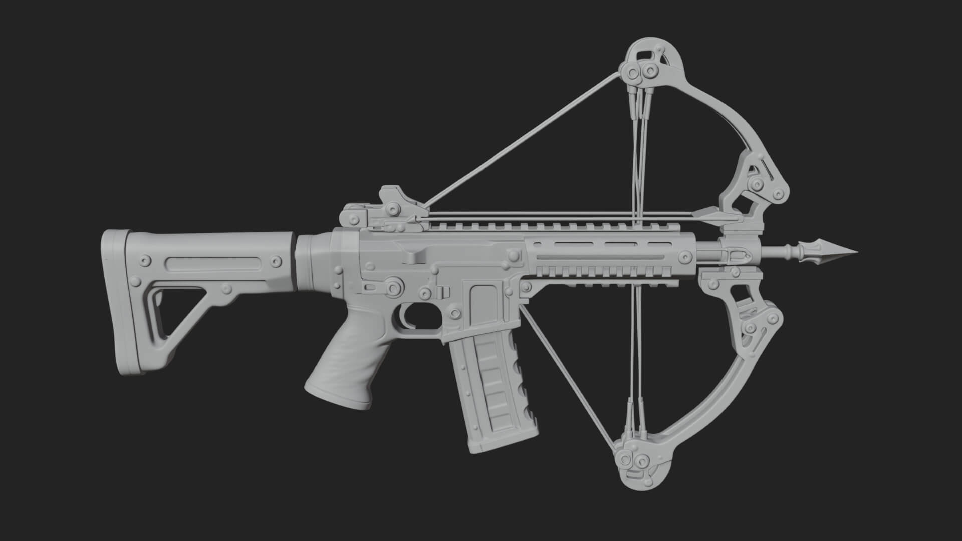 Tactical Scoped Crossbow Model Design 12 3D Print Model 3D Model