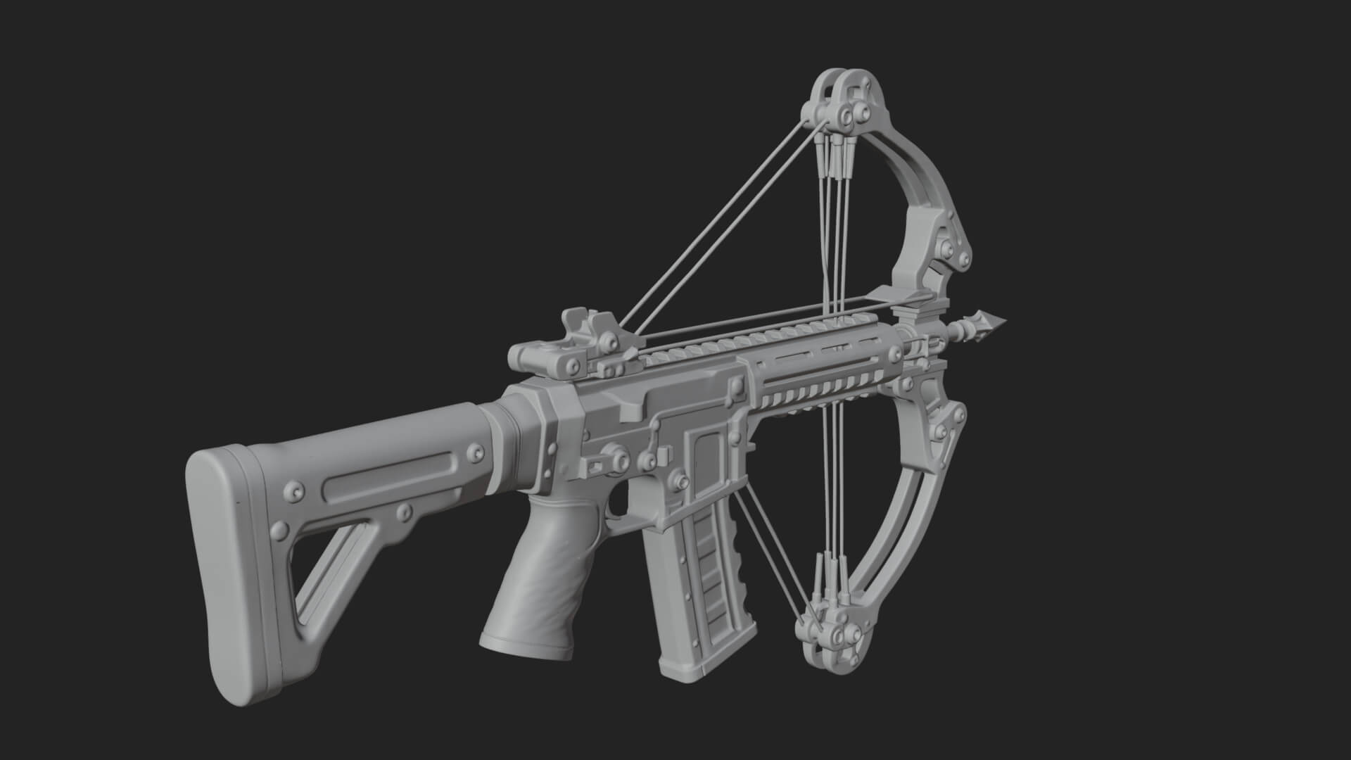 Tactical Scoped Crossbow Model Design 12 3D Print Model 3D Model