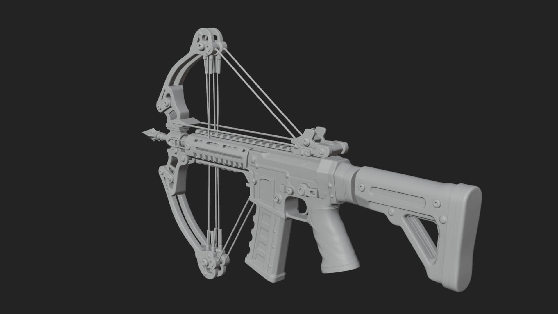 Tactical Scoped Crossbow Model Design 12 3D Print Model 3D Model
