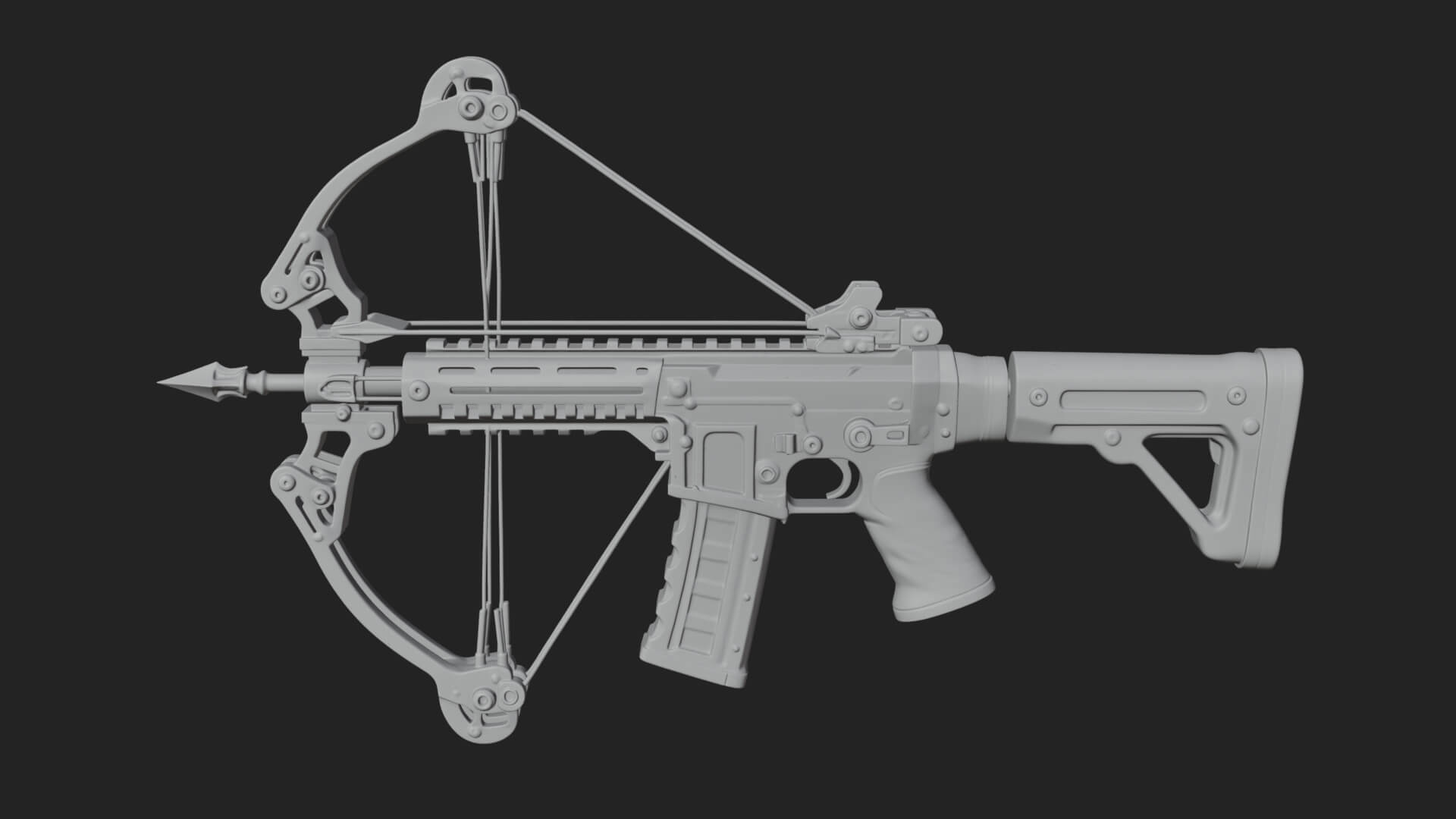 Tactical Scoped Crossbow Model Design 12 3D Print Model 3D Model