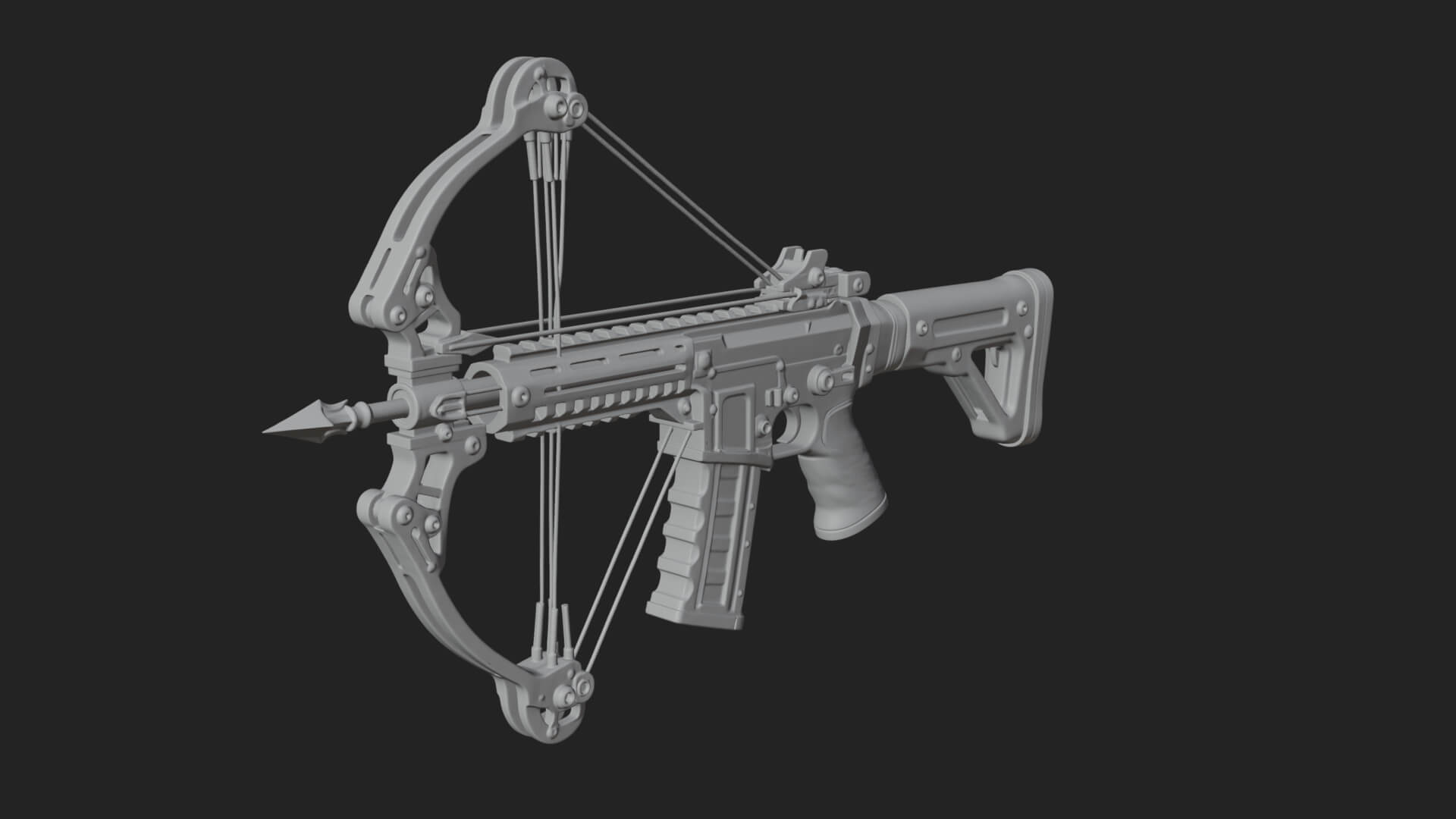 Tactical Scoped Crossbow Model Design 12 3D Print Model 3D Model