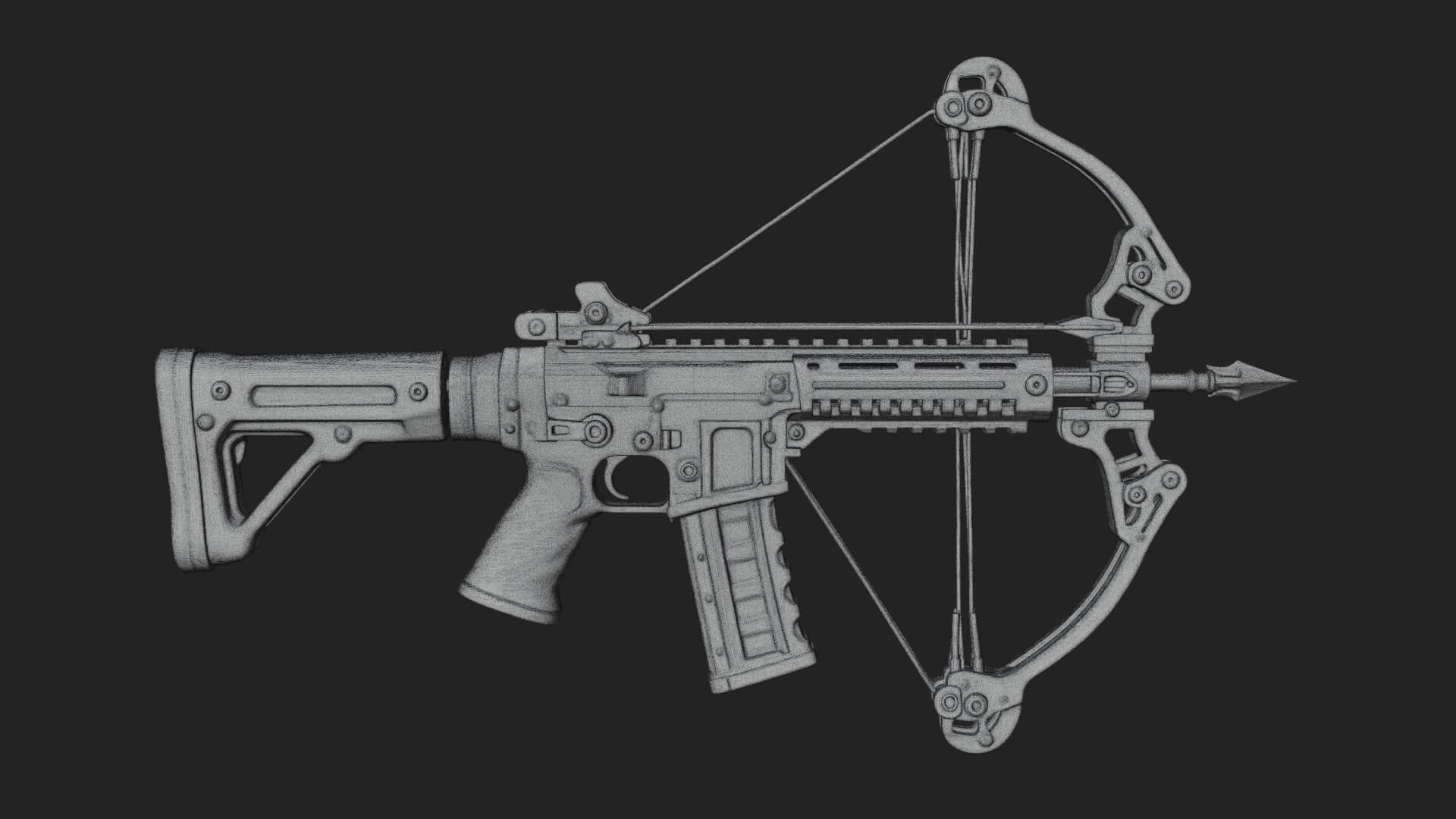 Tactical Scoped Crossbow Model Design 12 3D Print Model 3D Model